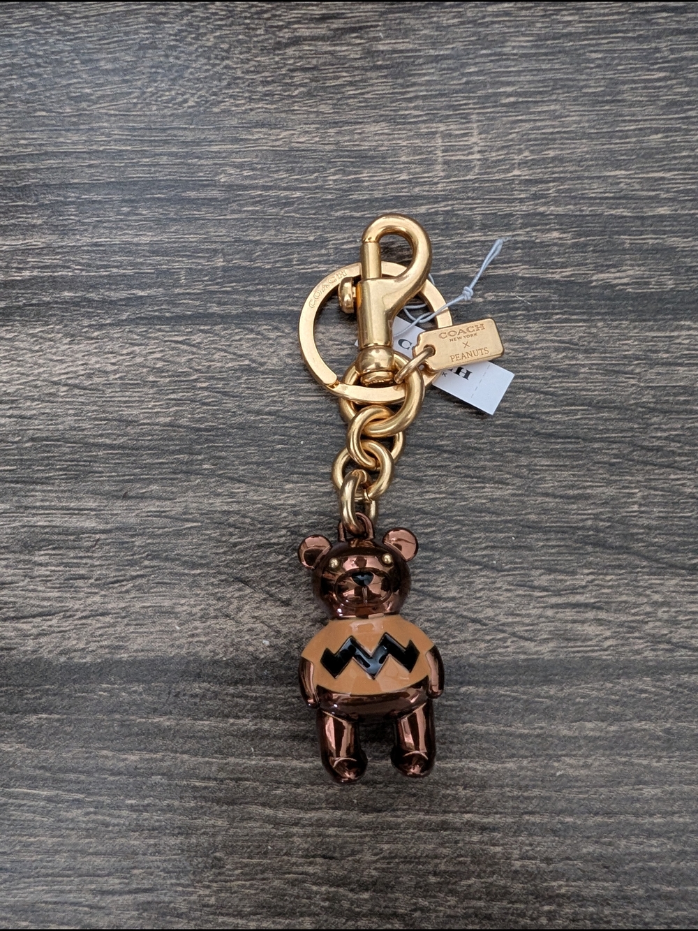 Coach x Peanuts Gold-Tone Bear Charm Keychain